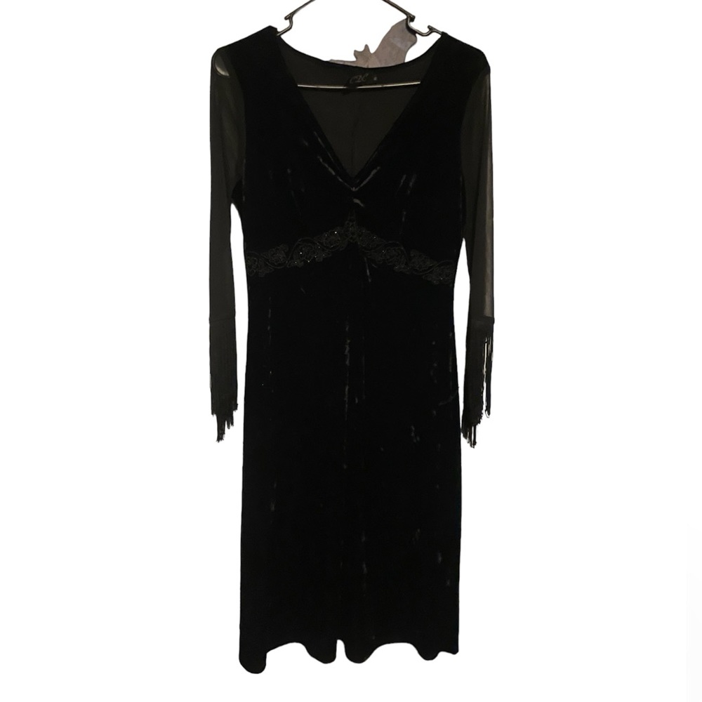 Gothic black velvet and mesh dress
